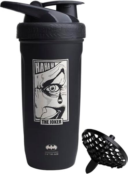 Smartshake DC The Joker "Wanted" Reforce Shaker Bottle – 900ml | Stainless Steel Protein Shaker | Leakproof Gym & Sports Bottle | BPA-Free Supplement Shaker Cup