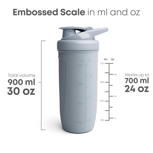Smartshake Lite 4-Pack Protein Shaker Bottle 1000 ml | 34 oz - Leakproof Screw-on Lid - BPA Free – Unisex - Mist Gray, Army Green, Black, Navy Blue