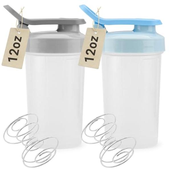 Protein Shaker Bottle, 12 oz Shaker Cup - Food-Grade Shaker Cups for Protein Shakes 12 oz - Small Shaker Bottles for Protein Mixes, Leakproof Lid Protein Shake Bottle Shaker for Gy