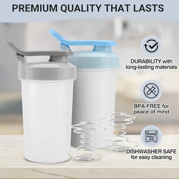 Protein Shaker Bottle, 12 oz Shaker Cup - Food-Grade Shaker Cups for Protein Shakes 12 oz - Small Shaker Bottles for Protein Mixes, Leakproof Lid Protein Shake Bottle Shaker for Gy