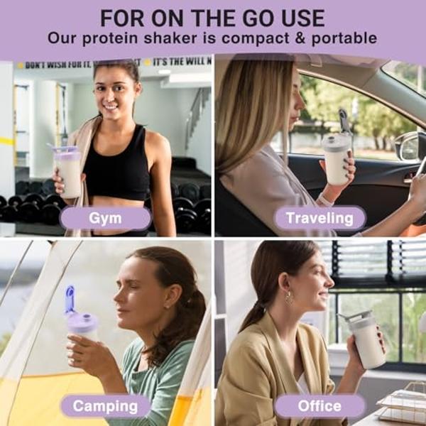 Protein Shaker Bottle, 12 oz Shaker Cup - Food-Grade Shaker Cups for Protein Shakes 12 oz - Small Shaker Bottles for Protein Mixes, Leakproof Lid Protein Shake Bottle Shaker for Gy