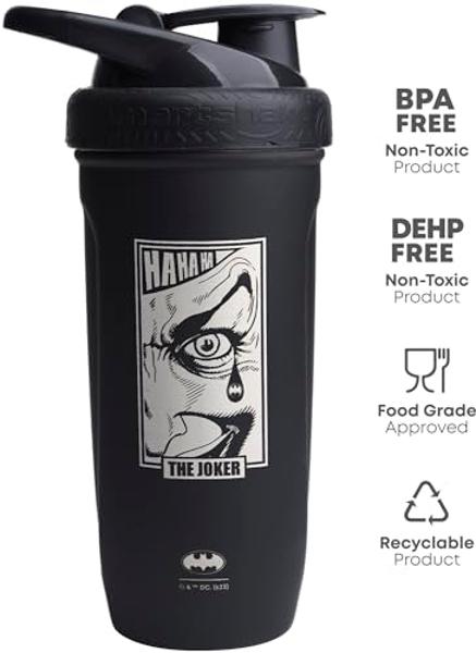 Smartshake DC The Joker "Wanted" Reforce Shaker Bottle – 900ml | Stainless Steel Protein Shaker | Leakproof Gym & Sports Bottle | BPA-Free Supplement Shaker Cup