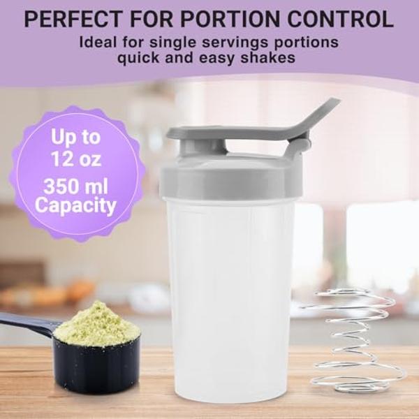 Protein Shaker Bottle, 12 oz Shaker Cup - Food-Grade Shaker Cups for Protein Shakes 12 oz - Small Shaker Bottles for Protein Mixes, Leakproof Lid Protein Shake Bottle Shaker for Gy