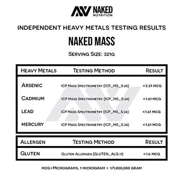NAKED Mass - Natural Weight Gainer Protein Powder - 8 LB Bulk, GMO Free, Gluten Free & Soy Free. No Artificial Ingredients - 1,250 Calories per Serving