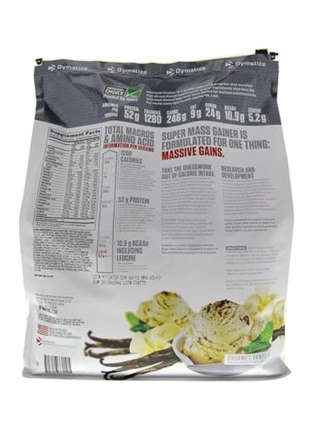 Dymatize Super Mass Gainer Protein Powder, Gourmet Vanilla, 52g Protein, 1g Creatine, 1280 Calories, 10.7g BCAAs, 245g Carbs, Contains Whey Protein Powder, Isolate, and Casein, Tot