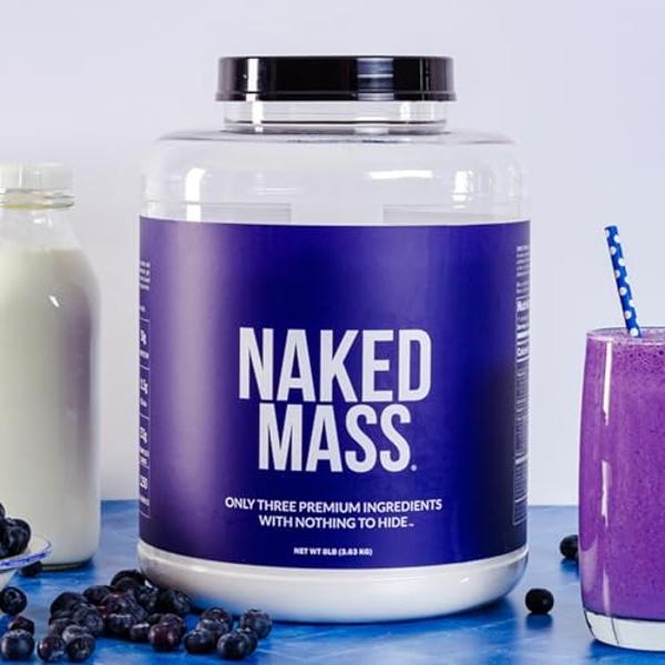 NAKED Vanilla Mass - All Natural Vanilla Weight Gainer Protein Powder - 12LB Bulk, GMO Free, Gluten Free & Soy Free, No Artificial Ingredients - 1,260 Calories - 17 Servings