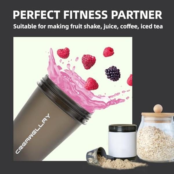 CREAWELLAY 3 Pack Protein Shaker Bottle, 24 oz Protein Shaker Cup with Wire Shaker Ball for Pre Workout, Shake Bottle with Carrying Handle, BPA-Free & Dishwasher Safe (Black, White