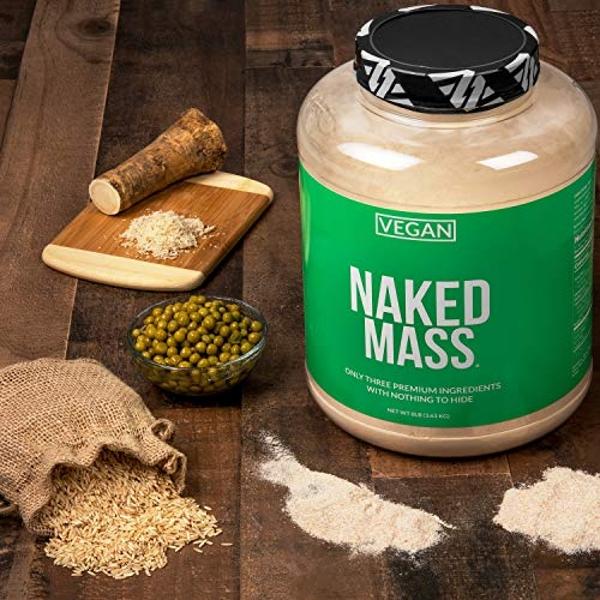 NAKED Strawberry Mass - 1,500 Calories, 50G Protein, Nothing Artificial. Strawberry Weight Gainer Protein Powder - 8lb Bulk, GMO Free, Gluten Free & Soy Free