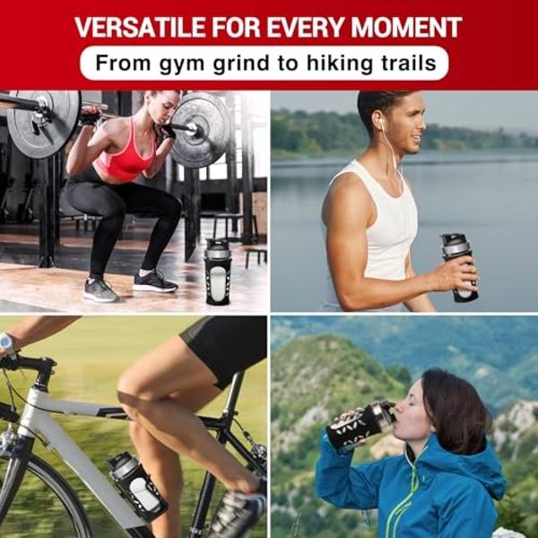 Tilcore Glass Protein Shaker Bottle for Protein Mixes and Shakes - 635ml 20oz, BPA-Free Shake Bottle, Leak-Proof Glass Shaker Blender - Mixer for Gym, Durable Shaker