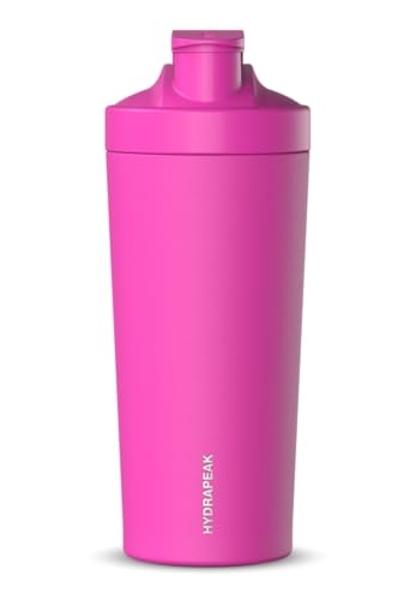 Hydrapeak Insulated Shaker Bottle, Shaker Bottles for Protein Mixes, Blender Shaker, Protein Shake Bottle, Stainless Steel Shaker Cup, Ice Shaker, Fuchsia