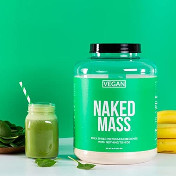 NAKED Vegan Mass - Natural Vegan Weight Gainer Protein Powder - 1,230 Calories, Non-GMO, Soy & Gluten Free, No Artificial Ingredients - 8LB Bulk - 11 Servings