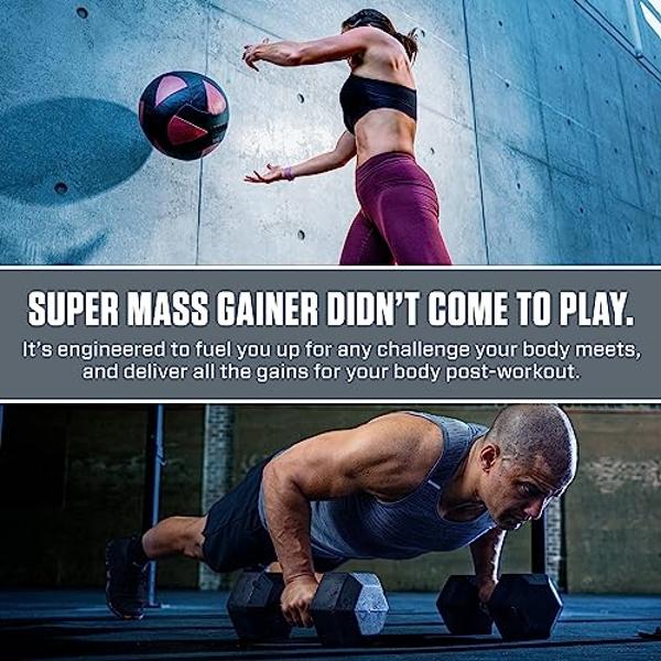 Dymatize Super Mass Gainer Protein Powder, Rich Chocolate, 52g Protein, 1g Creatine, 1280 Calories, 10.7g BCAAs, 245g Carbs, Contains Whey Protein Powder, Isolate, and Casein, Tota