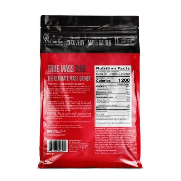 BSN TRUE-MASS Weight Gainer, Muscle Mass Gainer Protein Powder, Chocolate Milkshake, 10.38 Pound (Package May Vary)