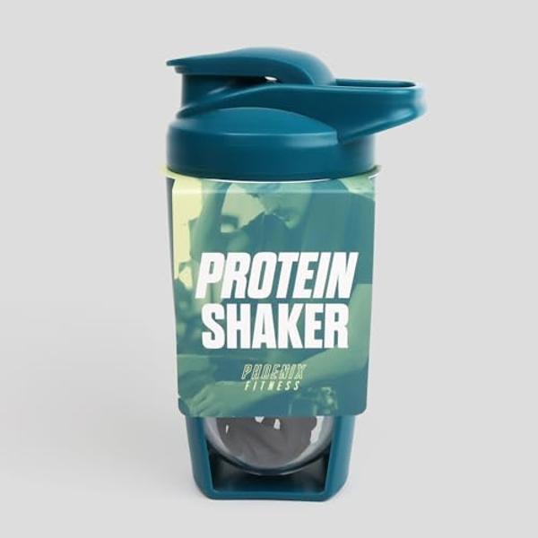 Phoenix Fitness Protein Shaker Bottle - 20.3oz Leakproof BPA Free Gym Bottle with Screw Top Lid and Mixer Ball for Protein Shakes, Juices & Supplements for Men and Women - Teal