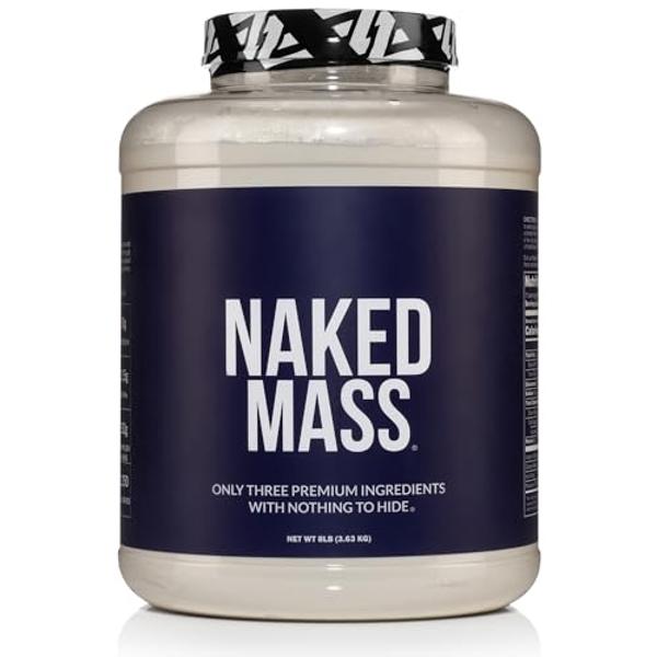 NAKED Mass - Natural Weight Gainer Protein Powder - 8 LB Bulk, GMO Free, Gluten Free & Soy Free. No Artificial Ingredients - 1,250 Calories per Serving