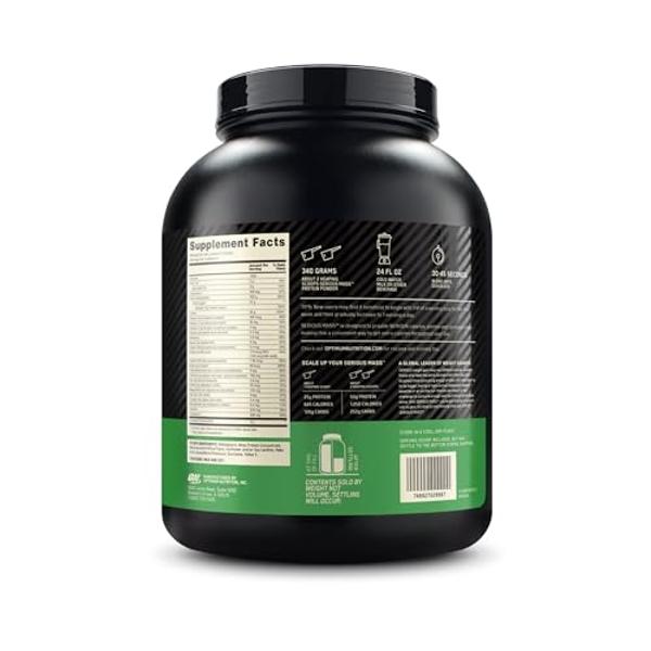Optimum Nutrition Serious Mass, Weight Gainer Protein Powder, Mass Gainer, Vitamin C and Zinc for Immune Support, Creatine, Banana, 6 Pound (Packaging May Vary)
