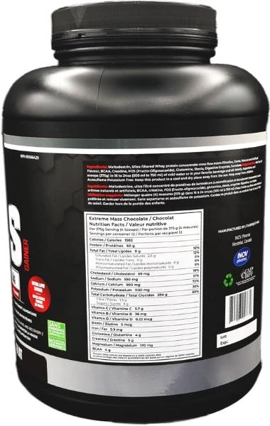 Sunshine Biopharma Extreme Mass Weight Gainer Muscle Builder, 10 lb (4.54 kg) with Less Sugar for Intense Workout Training Made of high Calorie Fortified whey Protein (Chocolate)