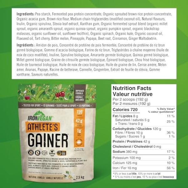IRONVEGAN Gainer Vanilla Protein Powder, 2500 GR