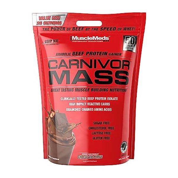 MuscleMeds Carnivor Mass Anabolic Beef Protein Gainer, Chocolate Fudge, 10.4 Pounds,Brown,003679