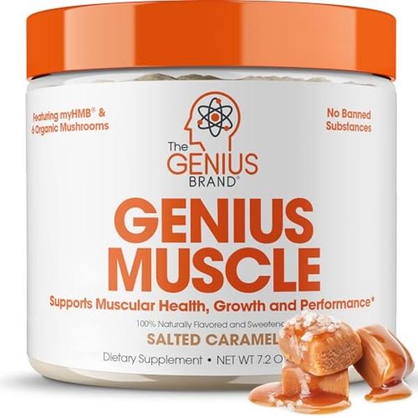 The Genius Brand - Genius Muscle Builder & Mass Gainer Supplement, Salted Caramel - 100% Naturally Flavored & Sweetened - Anabolic Activator for Men & Women - Weight Gainer