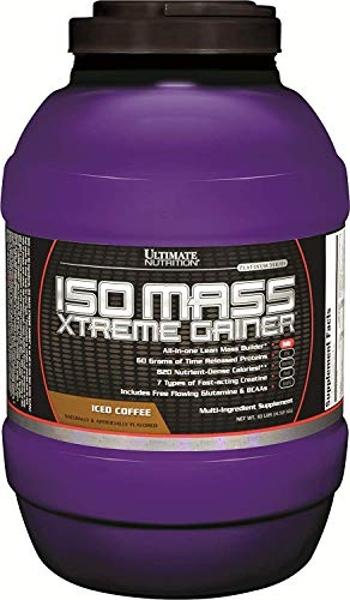 Ultimate Nutrition ISO Mass Xtreme Gainer, Isolate Protein Powder with Creatine - Weight Gain Serious Lean Muscle Mass with 60 Grams of Protein, Iced Coffee, 30 Servings