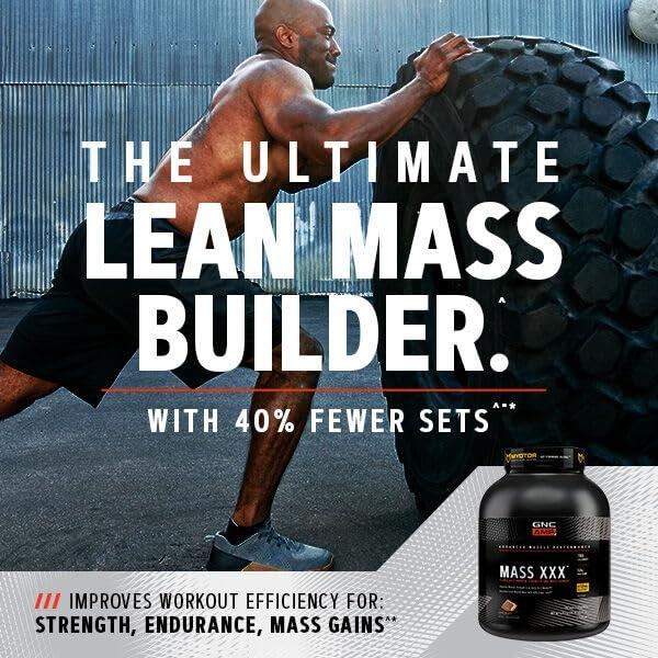 GNC AMP Mass XXX, Clinically Proven Weight Gainer Protein Powder, Improves Strength and Size, 780 Calories, 50g Protein, Micronized Amino Acids, Creatine, Betaine, Strawberry, 13 S