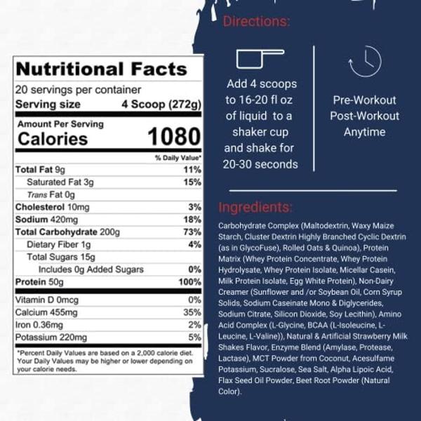 Gaspari Nutrition Real Mass Advanced Weight Gainer, Strawberry Milkshake, 12 Pound