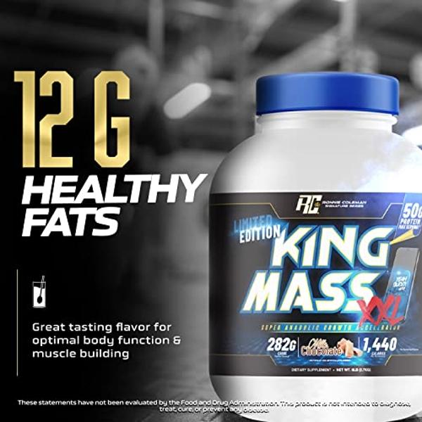 Ronnie Coleman Signature Series King Mass XXL Mass Gainer Protein Powder, Muscle Gainer, 50g Protein, 285g Carbohydrates, 1,400+ Calories, Creatine and Glutamine, 6lb (Vanilla (6 P