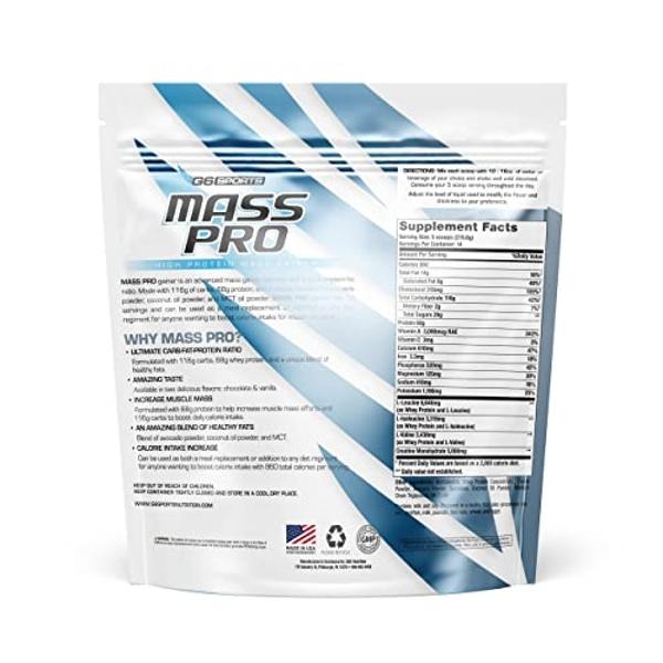G6 Sports Nutrition Mass Pro High Protein Mass Gainer (64g Protein, Avocado Powder, Coconut Oil Powder, MCT Oil Powder) – 7lb Bag – Chocolate