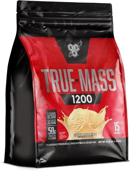 BSN TRUE-MASS Weight Gainer, Muscle Mass Gainer Protein Powder, Vanilla Ice Cream, 5.82 Pound