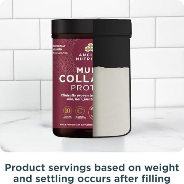Ancient Nutrition Collagen Powder Protein with Probiotics, Unflavored Multi Collagen Protein with Vitamin C, 45 Servings, Hydrolyzed Collagen Peptides Supports Skin and Nails, Gut 