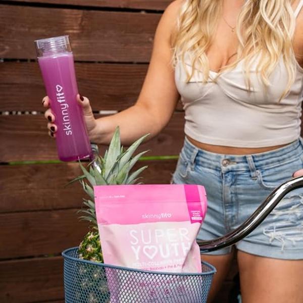 SkinnyFit Super Youth Tropical Punch Multi-Collagen Peptides + Probiotics, Baobab Fiber, Apple Cider Vinegar, Hyaluronic Acid, & Vitamin C, Skin, Hair, Joint & Metabolism Support, 