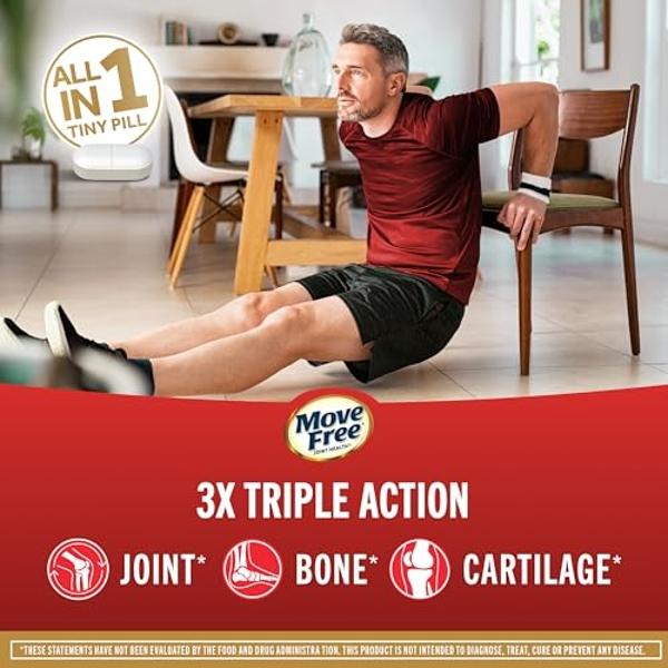 Move Free Ultra Triple Action Joint Support Supplement - Type II Collagen Boron & Hyaluronic Acid - Supports Joint Comfort, Cartiliage & Bones in 1 Tiny Pill Per Day, 64 Tablets (6