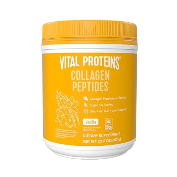 Vital Proteins Grass Fed Collagen Peptides Powder, Helps Support Healthy Hair, Skin, Nails, Bones and Joints - Hydrolyzed Collagen - Vanilla 23.2 oz