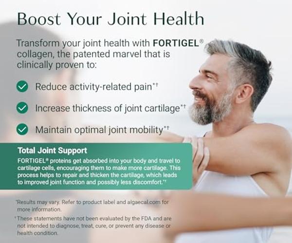 ALGAECAL Collagen: 4 Clinically-Supported Peptides VERISOL®, FORTIGEL®, UC-II®, FORTIBONE®, Anti-Aging Hydrolyzed Collagen Powder, 30 Servings, Made in USA