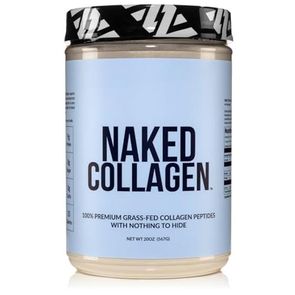 NAKED Collagen Peptides Protein Powder, 60 Servings, Pasture-Raised, Unflavored Grass-Fed Hydrolyzed Collagen Supplement, Paleo Friendly, Non-GMO, Keto, Gluten Free, 20oz
