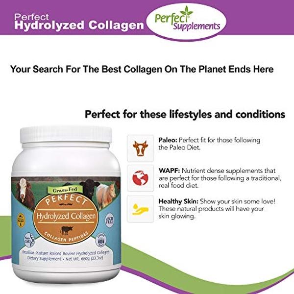 Perfect Supplements – Perfect Hydrolyzed Collagen Powder – 660g – All Natural Collagen - Brazilian Pasture Raised - Promotes Healthy Skin – 2 Pack