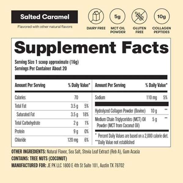 Perfect Keto Collagen Peptides Protein Powder with MCT Oil, Hydrolyzed Collagen, Type I & III Supplement, Gluten Free Grass Fed, Low Carb, Keto Coffee Creamer, Collagen for Women &