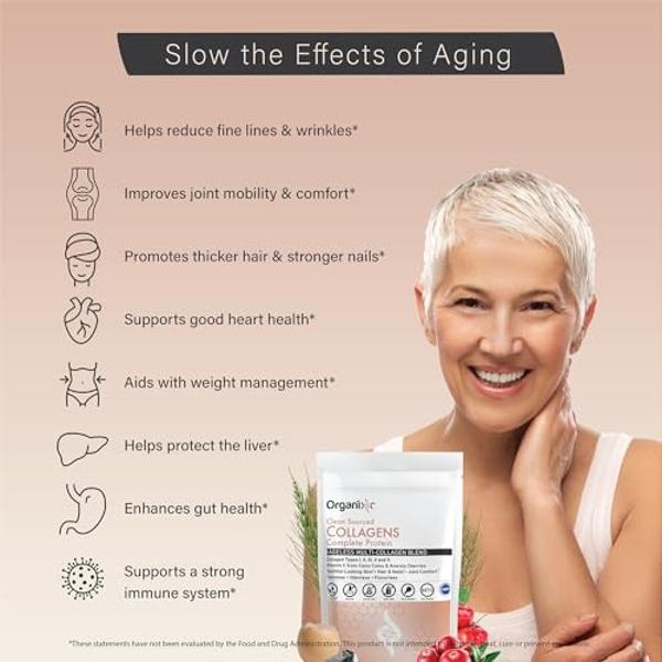 Organixx Collagen Peptides Powder with Vitamin C, Types I, II, III, V, X Hydrolyzed Collagen, Hair, Nail, Skin, Bone & Joint Health, Aging Support, Clean Sourced, Gluten Free, Unfl