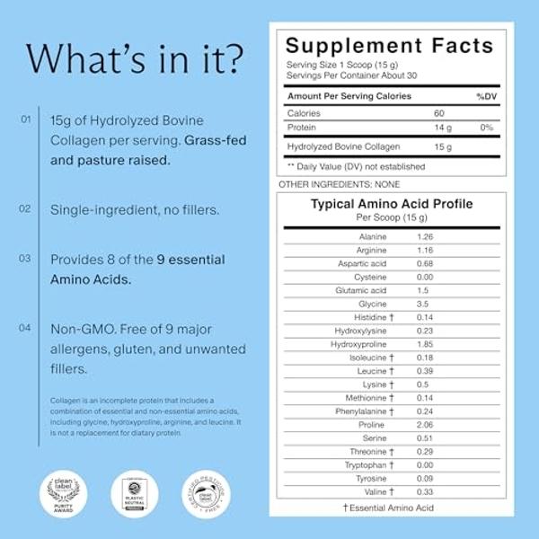Needed. Expertly-Formulated & Tested Prenatal Hydrolyzed Collagen Protein Powder for Pregnancy, Breastfeeding, & Postpartum | Grass-fed, Pasture-Raised, Hormone-Free | 1lb