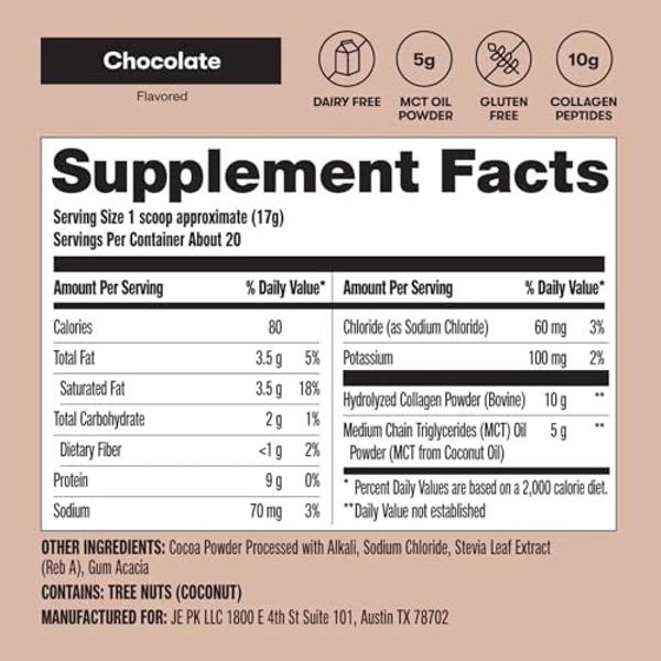 Perfect Keto Collagen Peptides Protein Powder with MCT Oil, Hydrolyzed Collagen, Type I & III Supplement, Gluten Free, Grass Fed, Low Carb, Keto Coffee Creamer, Collagen for Women 