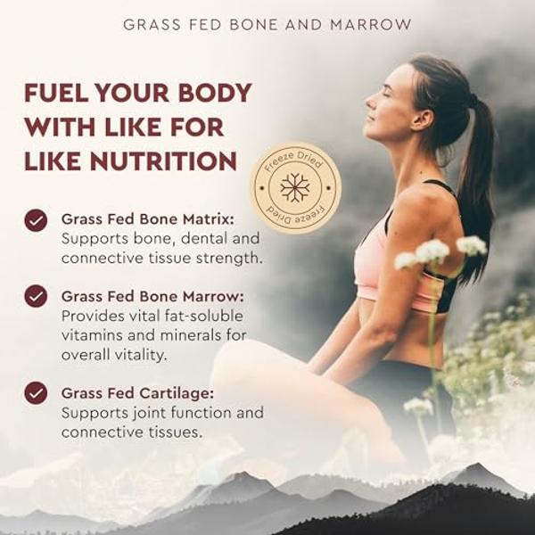 Ancestral Supplements Grass Fed Beef Bone and Marrow Supplement, 3000mg, Skin, Oral Health, and Joint Support Supplement, Promotes Whole-Body Wellness, Non GMO Whole Bone Extract, 