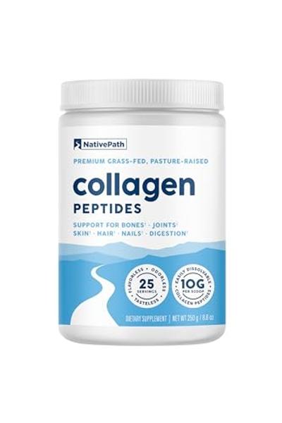 NativePath Collagen Peptides Protein - Hydrolyzed Type 1 & 3 Collagen Powder for Skin, Hair, Nails - 8.8 oz (25 Servings)