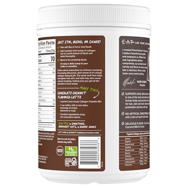 Primal Kitchen Chocolate Collagen Fuel® Drink Mix, Chocolate Coconut Collagen Peptides, No Dairy or Artificial Sweeteners, 20 Ounces