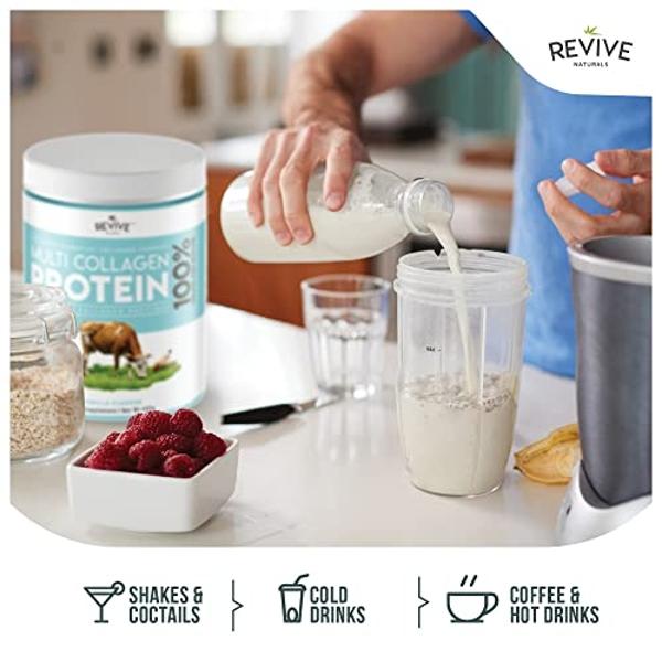 Revive Naturals Vanilla Multi Collagen Protein Powder - 400g - Unsweetened - 5 Types of Collagen Peptides - Hydrolyzed Grass Fed Bovine, Wild Caught Marine & Free-Range Chicken - K