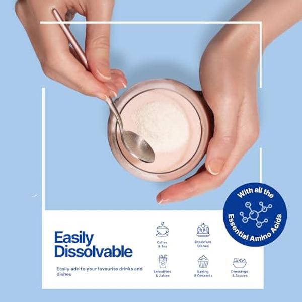 Multi Collagen Peptides Powder for Women and Men Instant Dissolving Grass Fed Hydrolyzed Drink Mix for Beautiful Hair Skin and Nails & Hyaluronic Acid Vitamin C | Strawberry Flavor