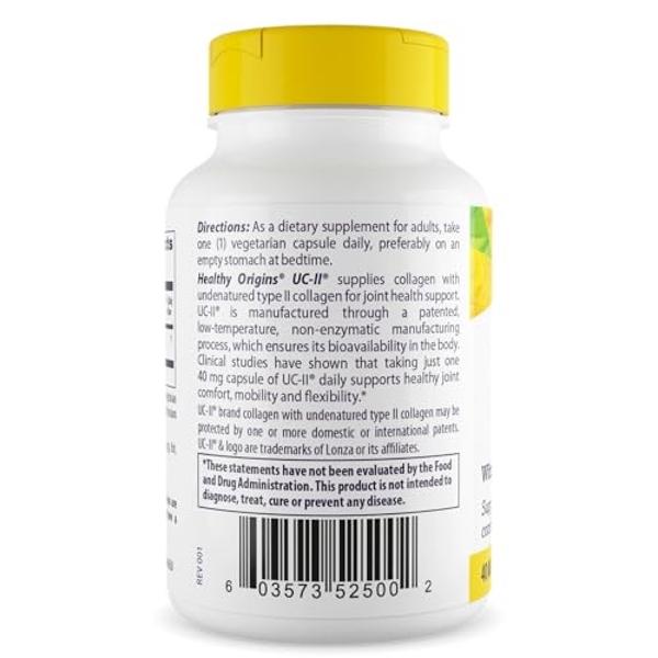 Healthy Origins UC-II 40 mg (Undenatured Type II Collagen, Non-GMO, Gluten Free, Joint Support), 120 Veggie Caps