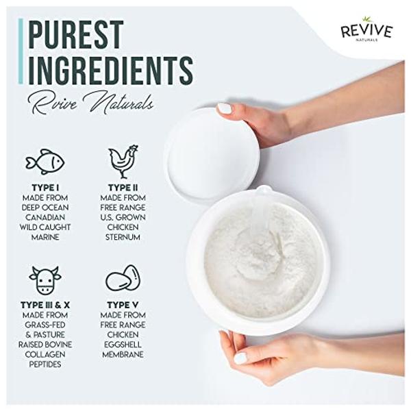 Revive Naturals Vanilla Multi Collagen Protein Powder - 400g - Unsweetened - 5 Types of Collagen Peptides - Hydrolyzed Grass Fed Bovine, Wild Caught Marine & Free-Range Chicken - K