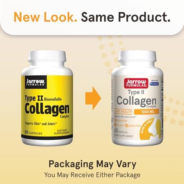 Jarrow Formulas Type II Collagen Complex 1000 mg Supplements, Supports Skin and Joint Health, 60 Capsules, 30 Day Supply
