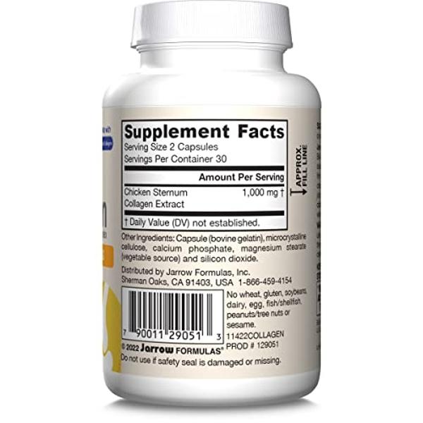 Jarrow Formulas Type II Collagen Complex 1000 mg Supplements, Supports Skin and Joint Health, 60 Capsules, 30 Day Supply